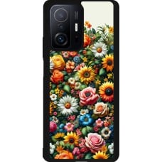 Xiaomi 11T Case Hülle - Silikon schwarz Sommer Blumenmuster