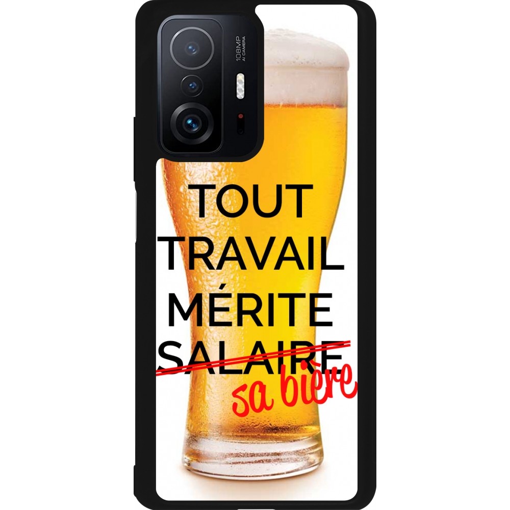 Coque Xiaomi 11T - Silicone rigide noir Tout travail mérite sa bière