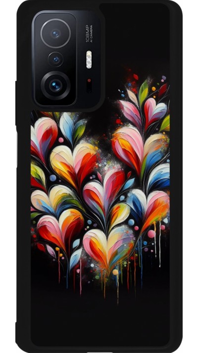 Coque Xiaomi 11T - Silicone rigide noir Valentine 2024 Coeur Noir Abstrait