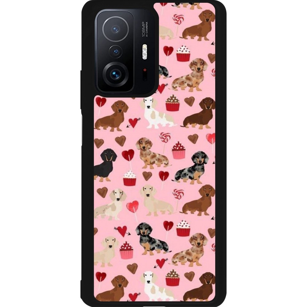 Coque Xiaomi 11T - Silicone rigide noir Valentine 2024 puppy love