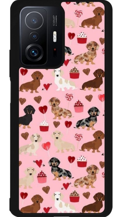 Coque Xiaomi 11T - Silicone rigide noir Valentine 2024 puppy love
