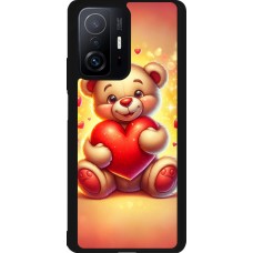 Coque Xiaomi 11T - Silicone rigide noir Valentine 2024 Teddy love