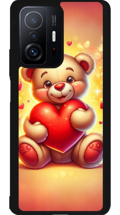Coque Xiaomi 11T - Silicone rigide noir Valentine 2024 Teddy love