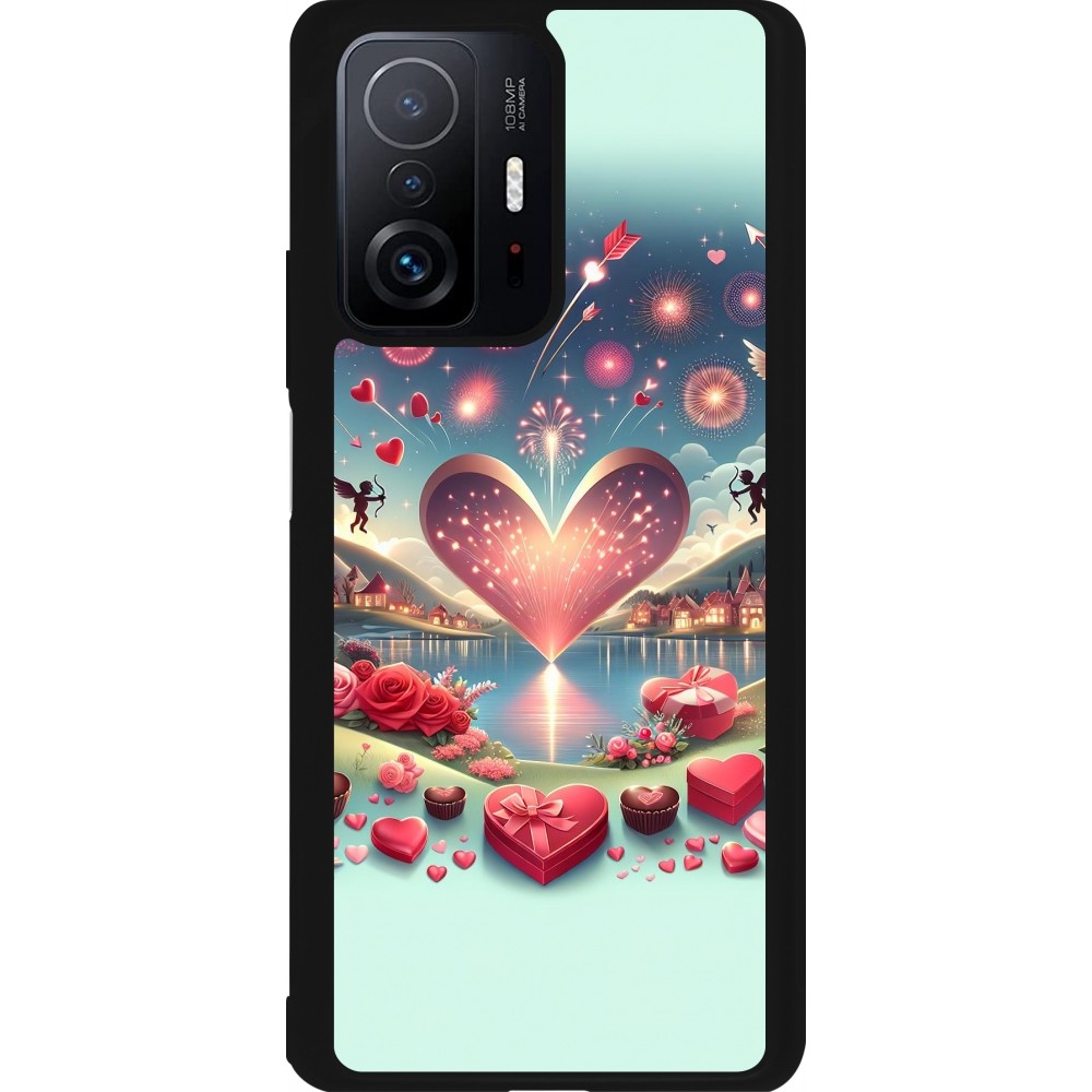 Coque Xiaomi 11T - Silicone rigide noir Valentine 2025 Chic