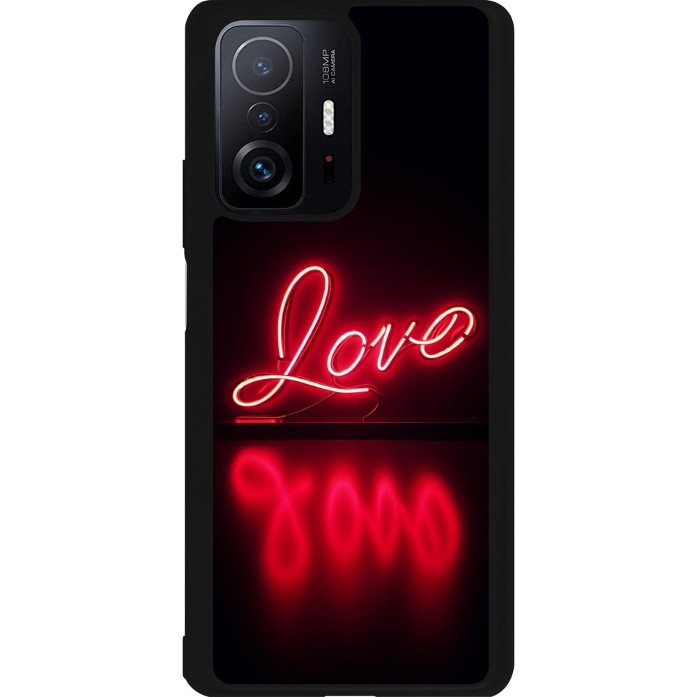 Coque Xiaomi 11T - Silicone rigide noir Valentine 2025 Neon Love