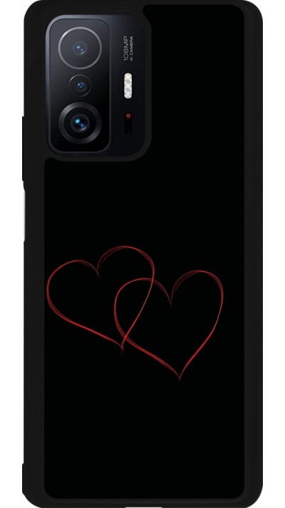 Coque Xiaomi 11T - Silicone rigide noir Valentine 2023 attached heart