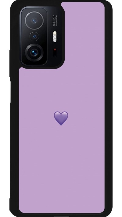 Coque Xiaomi 11T - Silicone rigide noir Valentine 2023 purpule single heart