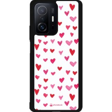 Coque Xiaomi 11T - Silicone rigide noir Valentine 2022 Many pink hearts