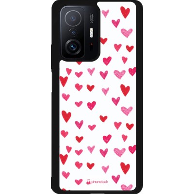 Xiaomi 11T Case Hülle - Silikon schwarz Valentine 2022 Many pink hearts