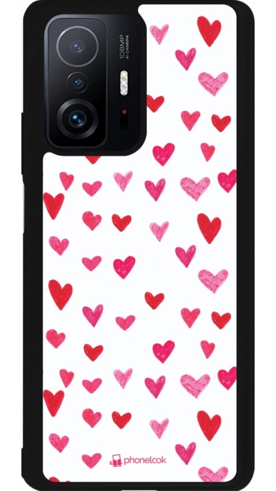 Coque Xiaomi 11T - Silicone rigide noir Valentine 2022 Many pink hearts