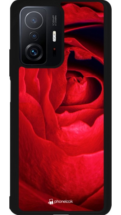 Coque Xiaomi 11T - Silicone rigide noir Valentine 2022 Rose