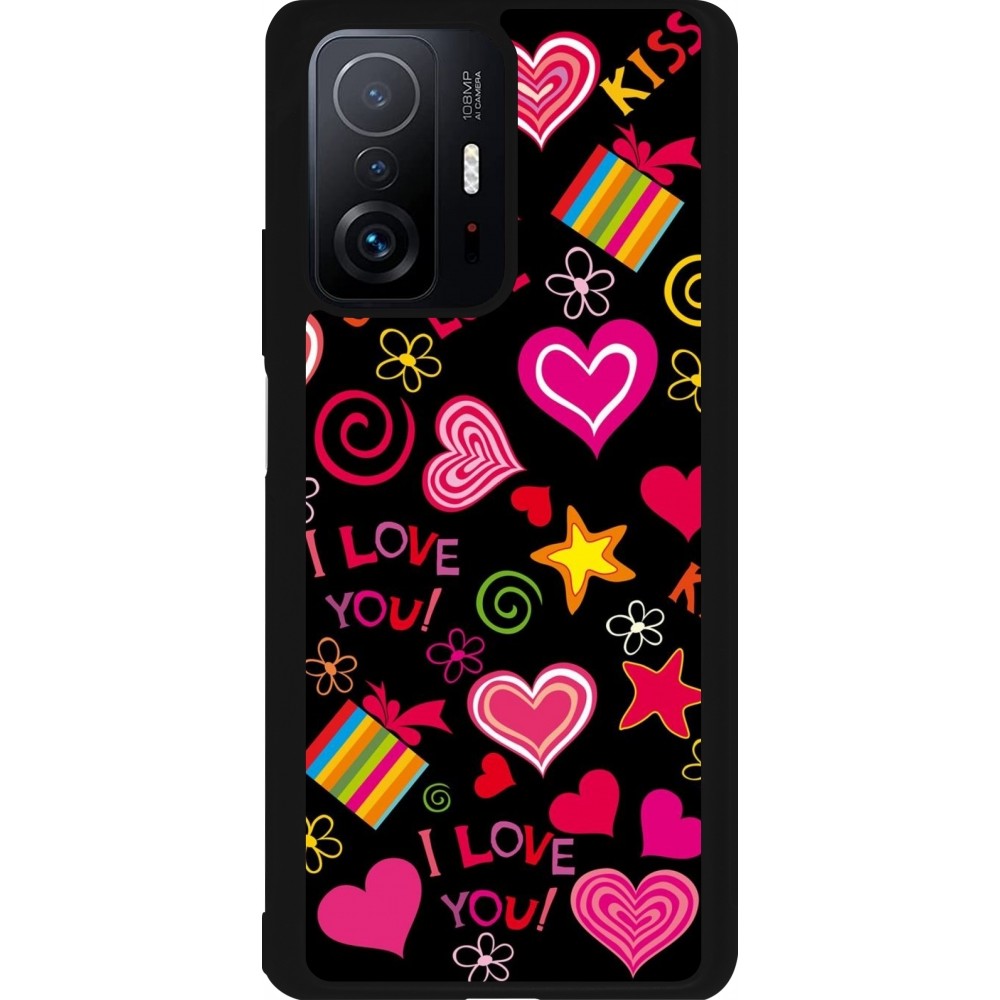 Coque Xiaomi 11T - Silicone rigide noir Valentine 2023 love symbols