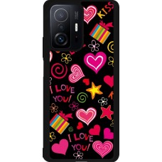 Coque Xiaomi 11T - Silicone rigide noir Valentine 2023 love symbols