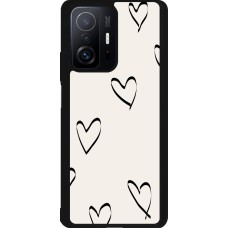 Coque Xiaomi 11T - Silicone rigide noir Valentine 2023 minimalist hearts