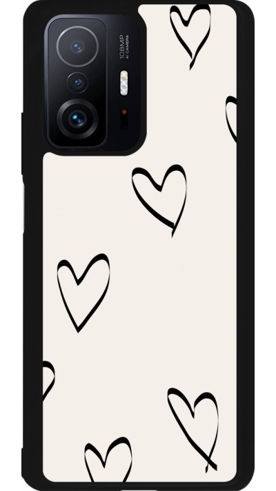 Coque Xiaomi 11T - Silicone rigide noir Valentine 2023 minimalist hearts