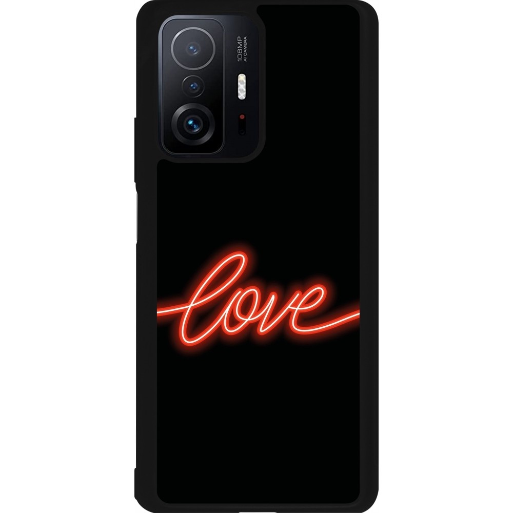 Coque Xiaomi 11T - Silicone rigide noir Valentine 2023 neon love