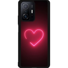 Coque Xiaomi 11T - Silicone rigide noir Valentine 2023 single neon heart