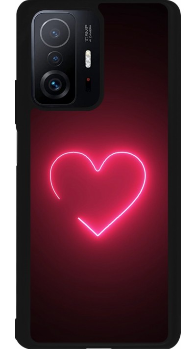 Coque Xiaomi 11T - Silicone rigide noir Valentine 2023 single neon heart