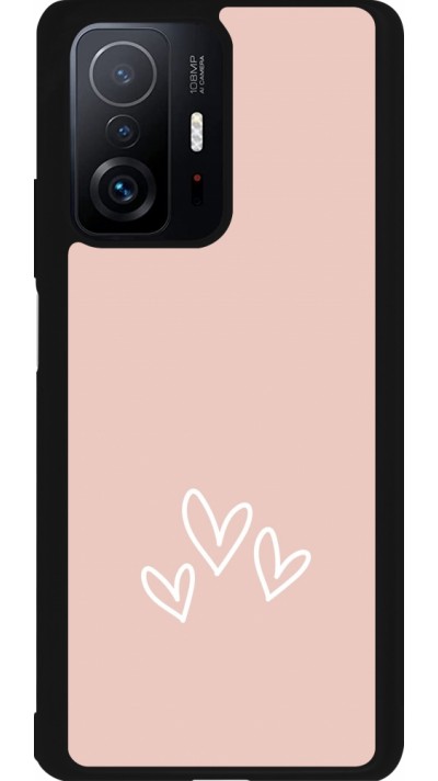Coque Xiaomi 11T - Silicone rigide noir Valentine 2023 three minimalist hearts