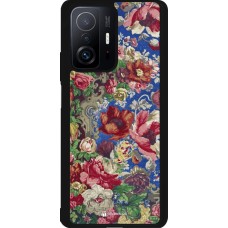 Xiaomi 11T Case Hülle - Silikon schwarz Vintage Art Flowers