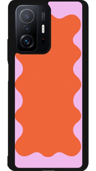 Xiaomi 11T Case Hülle - Silikon schwarz Wavy Rectangle Orange Pink