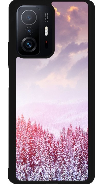 Coque Xiaomi 11T - Silicone rigide noir Winter 22 Pink Forest