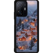 Coque Xiaomi 11T - Silicone rigide noir Winter 25 Winter snowy village