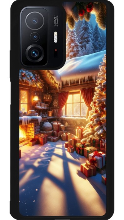 Coque Xiaomi 11T - Silicone rigide noir Noël Chalet Féerie