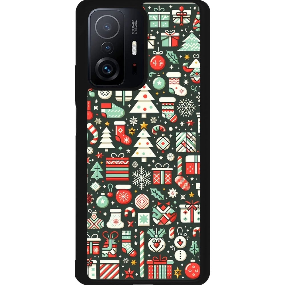 Xiaomi 11T Case Hülle - Silikon schwarz Weihnachten 2023 Flachmuster