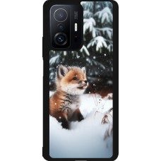 Xiaomi 11T Case Hülle - Silikon schwarz Weihnachten 2023 Fuechslein Tanne