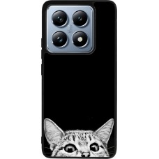Xiaomi 14T Pro Case Hülle - Silikon schwarz Cat Looking Up Black