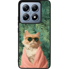 Coque Xiaomi 14T Pro - Silicone rigide noir Cat Summer Palms