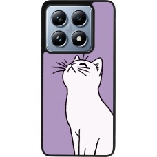 Coque Xiaomi 14T Pro - Silicone rigide noir Chat sur fond violet