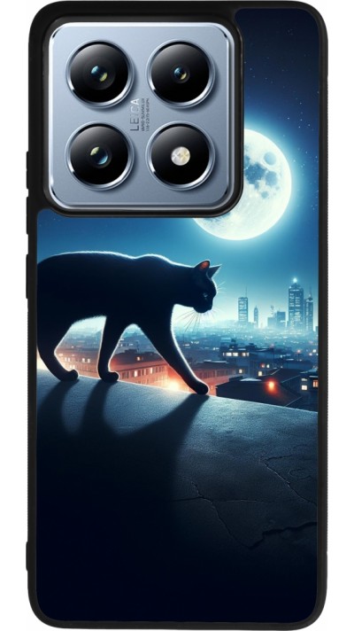 Xiaomi 14T Pro Case Hülle - Silikon schwarz Schwarze Katze unter dem Vollmond
