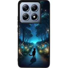 Xiaomi 14T Pro Case Hülle - Silikon schwarz Schwarze Katze Spaziergang