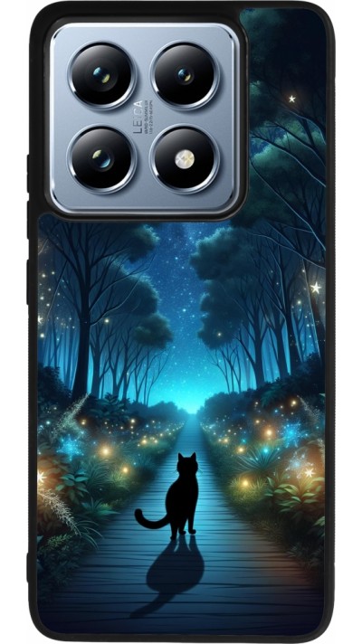 Xiaomi 14T Pro Case Hülle - Silikon schwarz Schwarze Katze Spaziergang