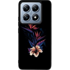 Coque Xiaomi 14T Pro - Silicone rigide noir Dark Flowers