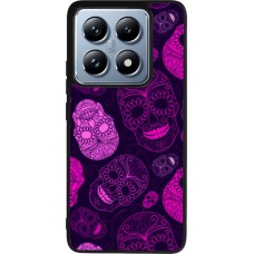 Coque Xiaomi 14T Pro - Silicone rigide noir Halloween 2023 pink skulls