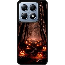 Coque Xiaomi 14T Pro - Silicone rigide noir Halloween 2025 Road of Terrifying Pumpkins