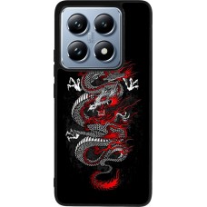 Coque Xiaomi 14T Pro - Silicone rigide noir Japanese style Dragon Tattoo Red Black
