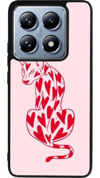 Xiaomi 14T Pro Case Hülle - Silikon schwarz Leopard with hearts 2026