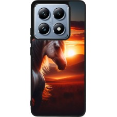 Coque Xiaomi 14T Pro - Silicone rigide noir Majestic Sunset Horse