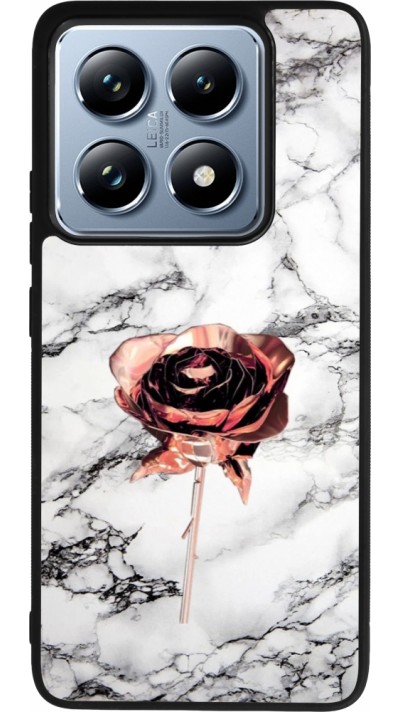 Coque Xiaomi 14T Pro - Silicone rigide noir Marble Rose Gold