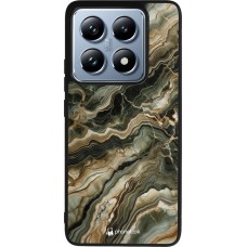 Coque Xiaomi 14T Pro - Silicone rigide noir Marbre Olive