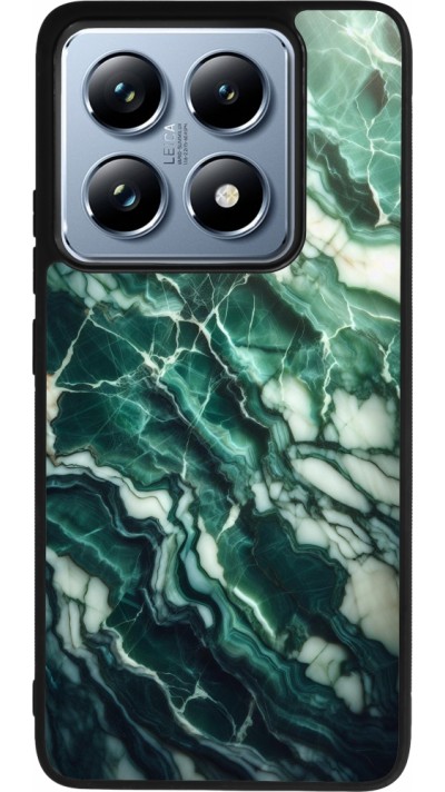 Coque Xiaomi 14T Pro - Silicone rigide noir Marbre vert majestueux