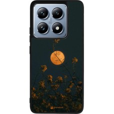 Coque Xiaomi 14T Pro - Silicone rigide noir Moon Flowers