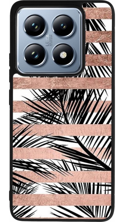 Xiaomi 14T Pro Case Hülle - Silikon schwarz Palm trees gold stripes