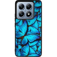 Coque Xiaomi 14T Pro - Silicone rigide noir Papillon bleu