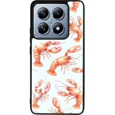 Coque Xiaomi 14T Pro - Silicone rigide noir Pattern de homards pastels