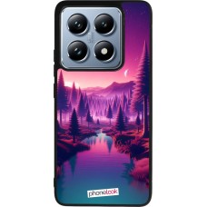 Coque Xiaomi 14T Pro - Silicone rigide noir Paysage Violet-Rose